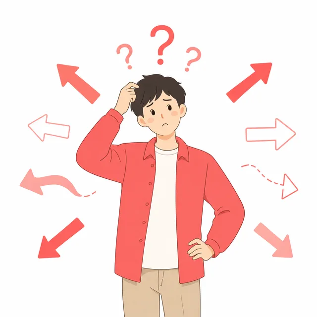 頭に疑問符を浮かべて困っている人のイラスト